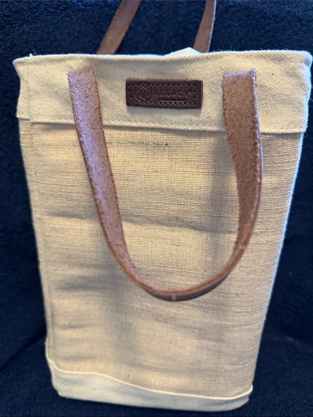 Legacy Natural Canvas Tote with Tan Brown Handles